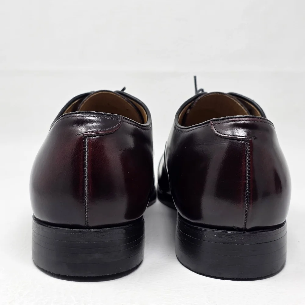 Johnston & Murphy Optima Mens Melton Oxford Size 8.5 Burgundy Cap Toe Shoe USA